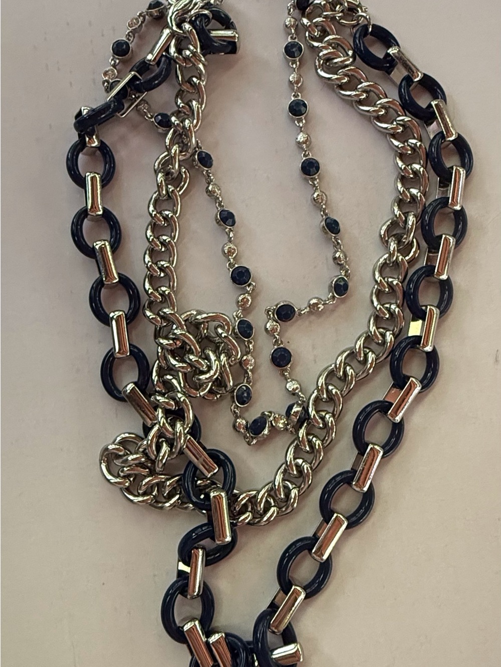 Lia Sophia Navy and Silver Multi-Strand Statement Necklace - Picture 3 of 5